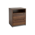 Modern Wooden Nightstand with Drawers and Open Storage Space